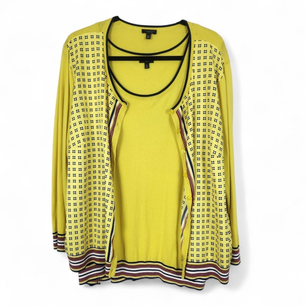 Talbots Vibrant Yellow Geometric Cardigan